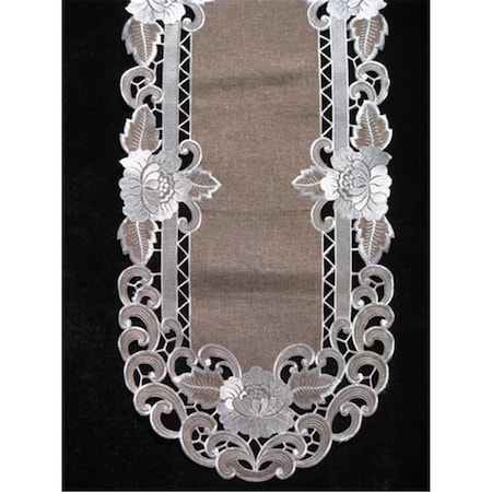 Sinobrite Sinobrite H8810-KF Cocoa Linen Oval Runner; 16 x 45 in. H8810/KF(16x45)